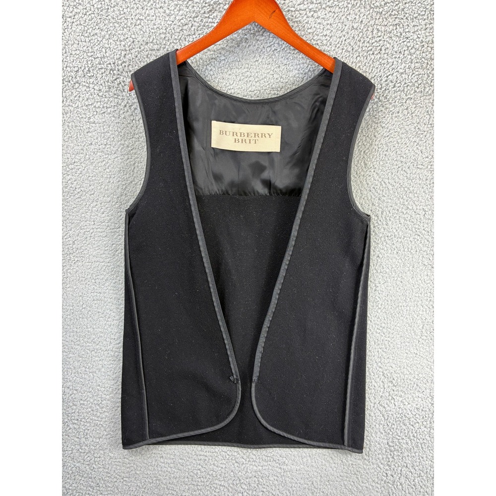 Burberry Brit Virgin Wool Detachable Coat Liner Vest Womens M Black Winter Layer